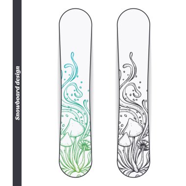 Snowboard Design Abstract Mushroom Four