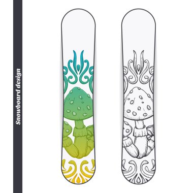 Snowboard Design Abstract Mushroom One