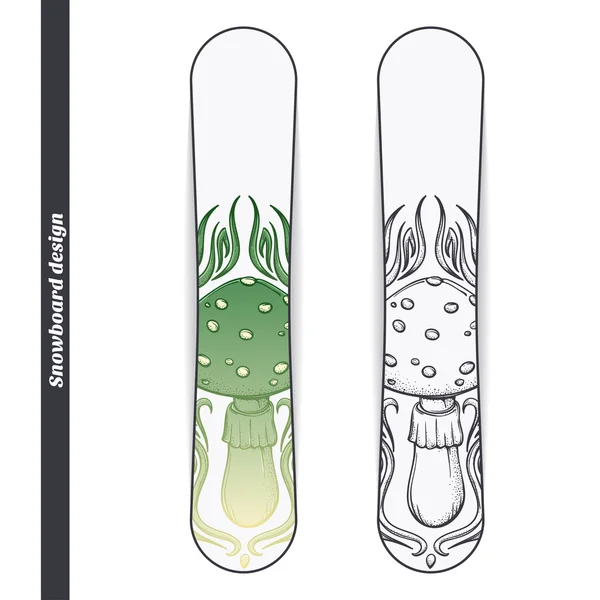 Snowboard Design Abstract Mushroom — ストックベクタ