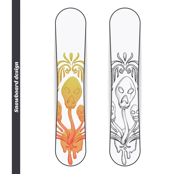 Snowboard Design Résumé Champignon Trois — Image vectorielle