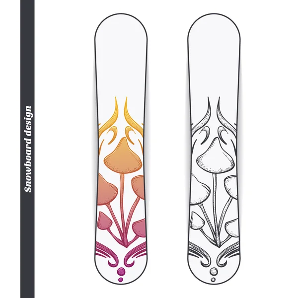 Snowboard Design Abstract Mushroom Five — Stok Vektör