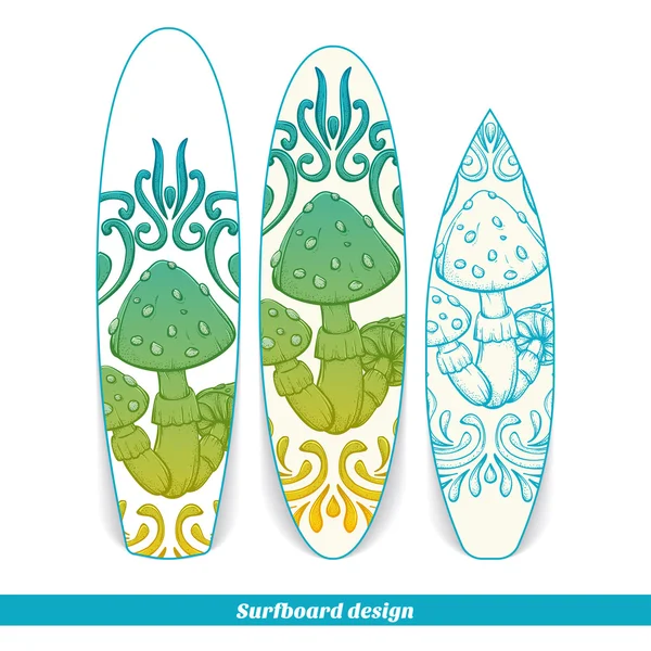 Surfboard Design Abstract Mushroom One — Stock vektor