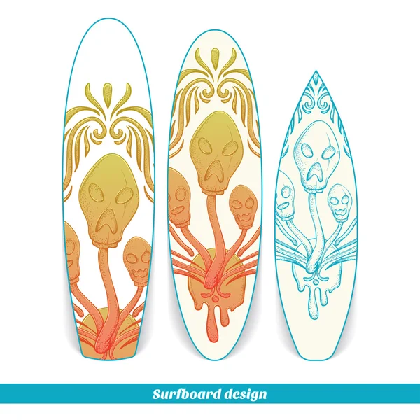 Surfboard Design Abstract Mushroom Three — Stock vektor