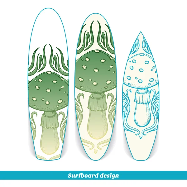 Surfboard Design Abstract Mushroom — Stockvector
