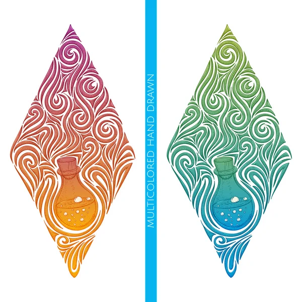 Multicolored Abstract Alchemical Bottle — Stockvector