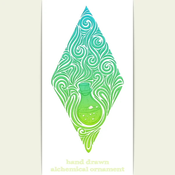 Abstract Ornament Alchemical Bottle — Stock Vector