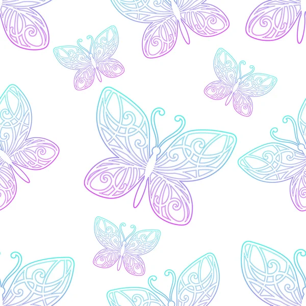 Textura inconsútil Mariposa lineal — Vector de stock