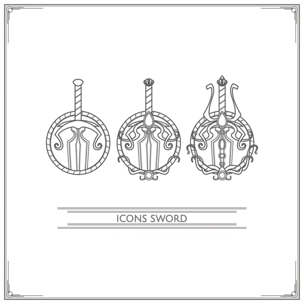 Simgeler fantezi kılıç Lineart