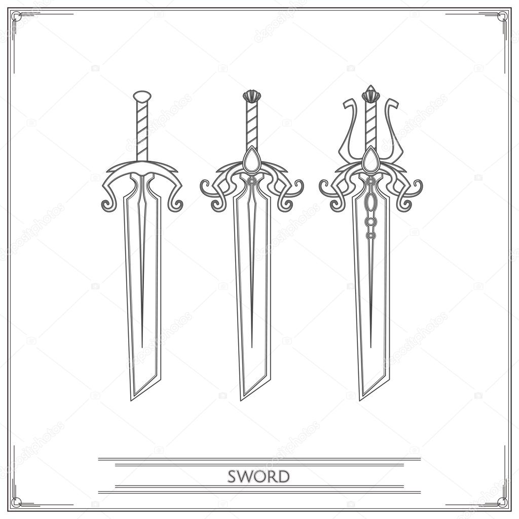 Bevelled Fantasy Sword Lineart