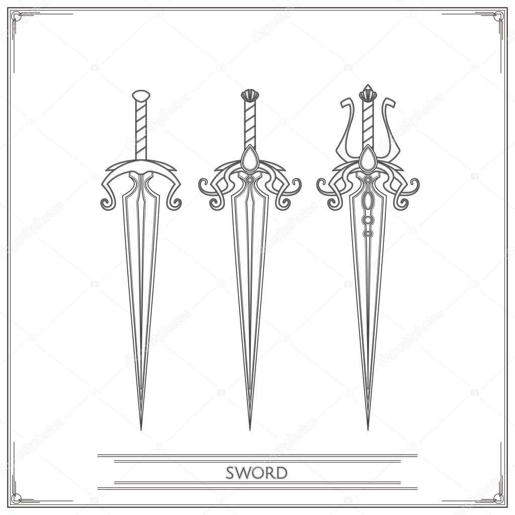 Spiky Fantasy Sword Lineart