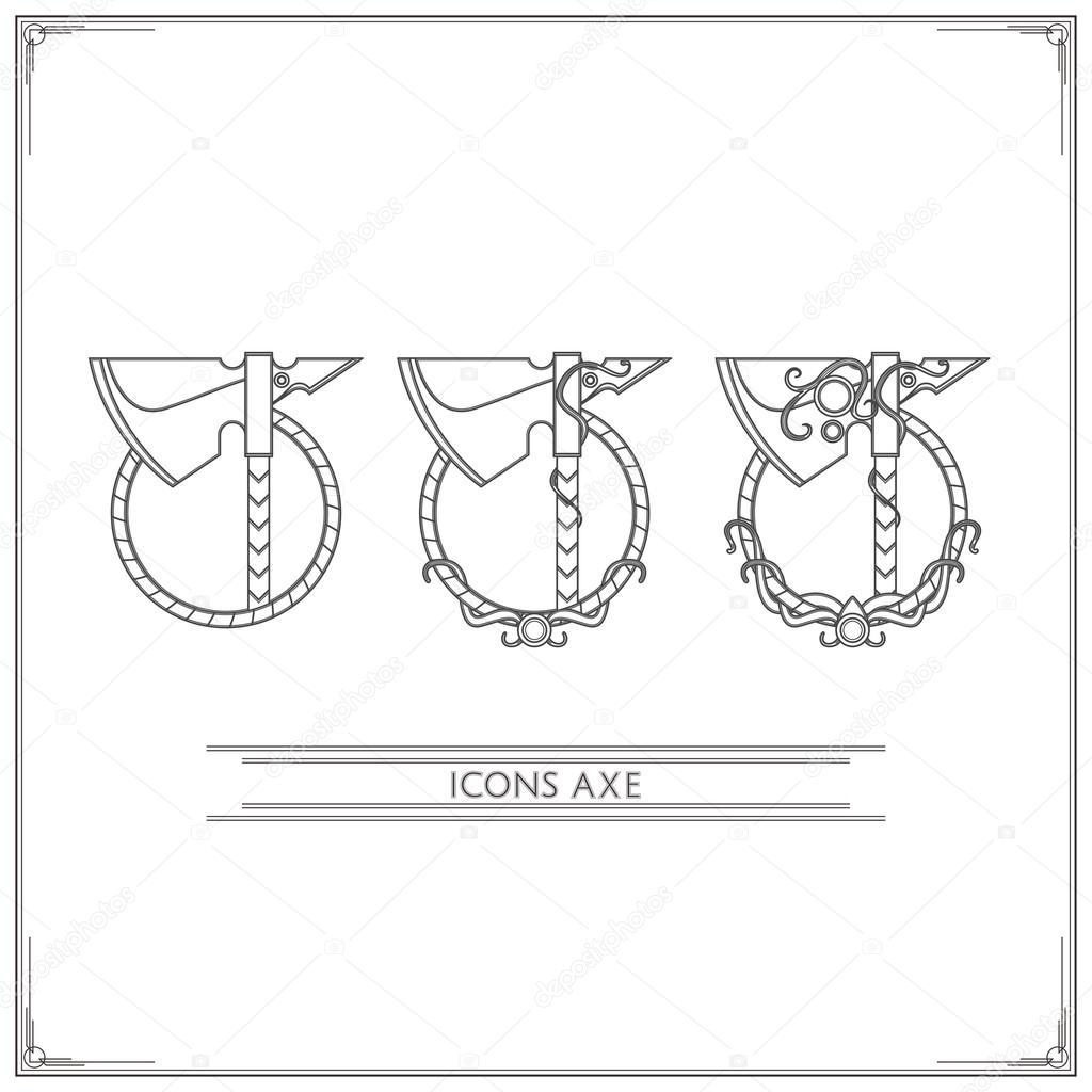 Icons Fantasy Axe Lineart