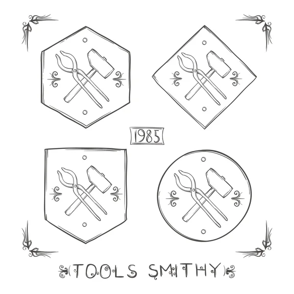 Establecer etiquetas de herrero — Archivo Imágenes Vectoriales