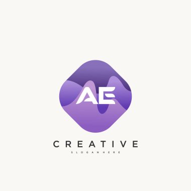 AE İlk Harf simgesi simge tasarım elementleri dalga renkli sanat ile