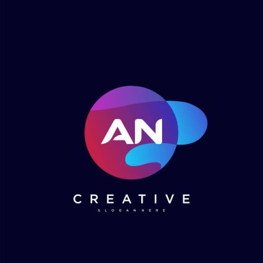 Bir İlk Harf logo simgesi tasarım elementleri dalga renkli sanat ile