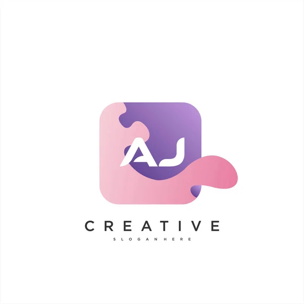 Initial Letter Logo Ikona Projektowania Elementów Szablonu Falą Sztuki Kolorowe — Wektor stockowy