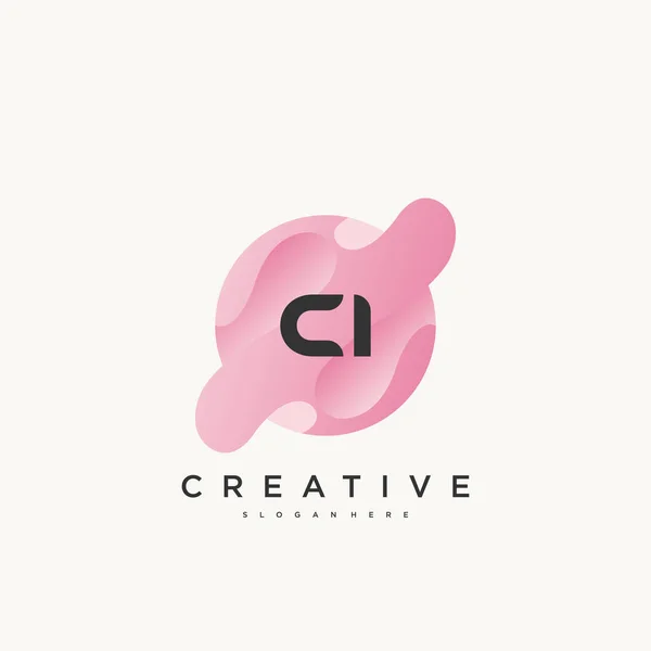Initiële Letter Logo Pictogram Ontwerp Template Elementen Met Golf Kleurrijke — Stockvector