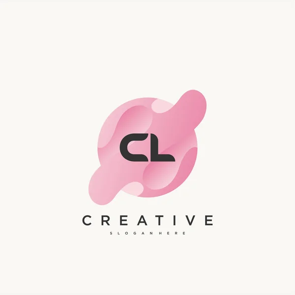 Lettre Initiale Logo Icône Conception Éléments Modèle Avec Vague Art — Image vectorielle