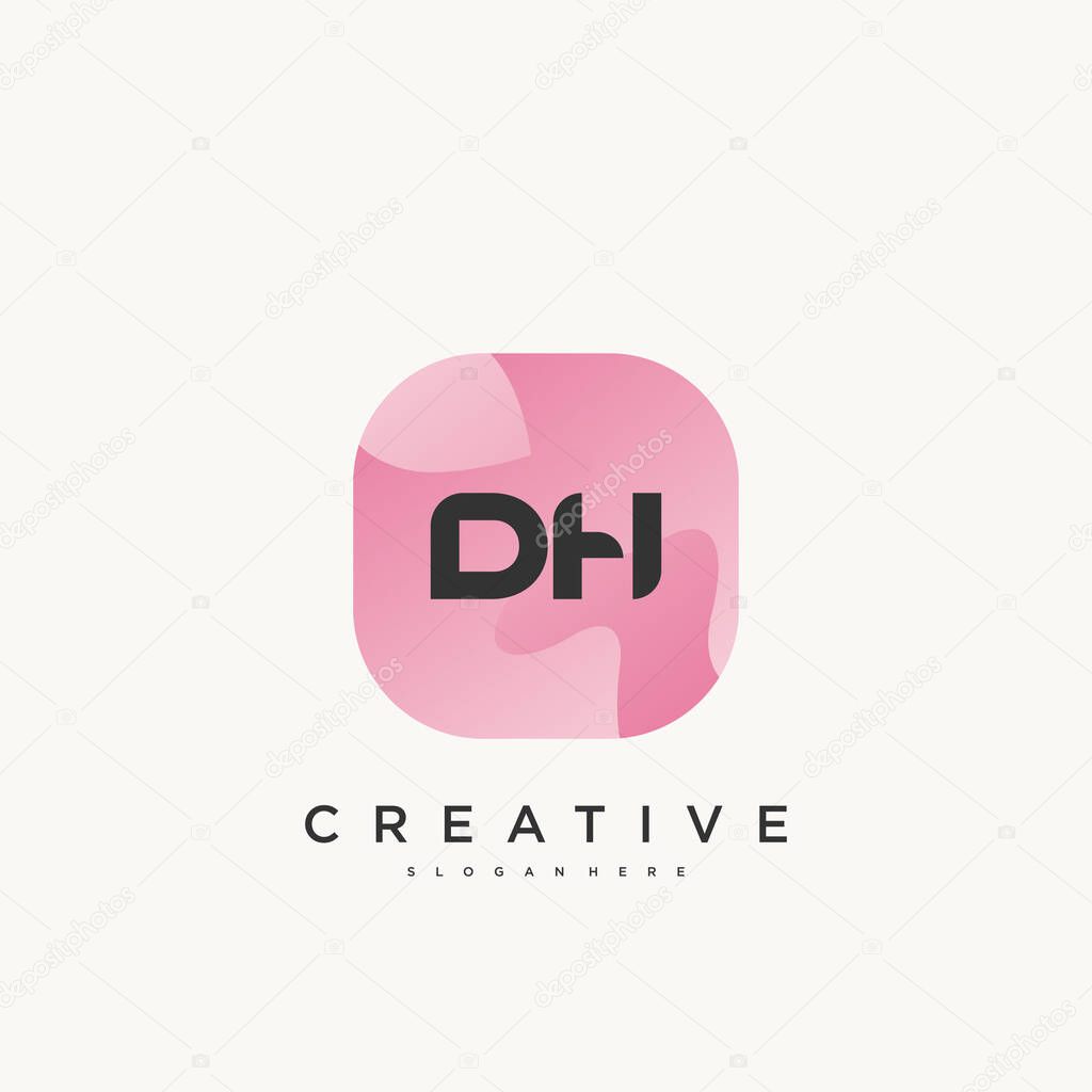 DH Initial Letter logo icon design template elements with wave colorful art