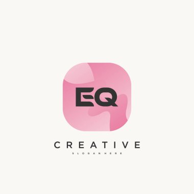 EQ İlk Harf simgesi tasarım elementleri dalga renkli sanat ile