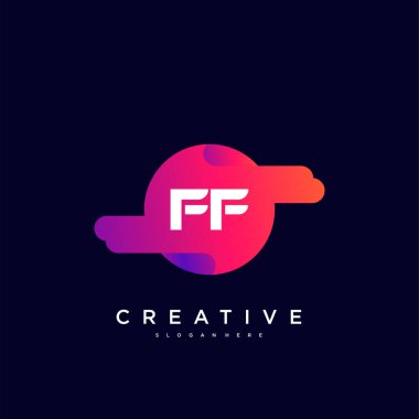 FF İlk Harf simgesi simge tasarım elementleri dalga renkli sanat ile