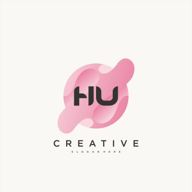 HU İlk Harf Renkli logo tasarım şablonu elementleri Vektör sanatı