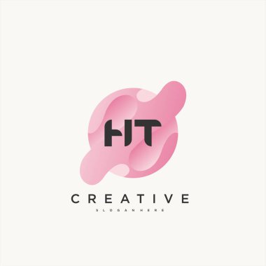 HT İlk Harf Renkli logo tasarım şablonu elementleri Vektör sanatı