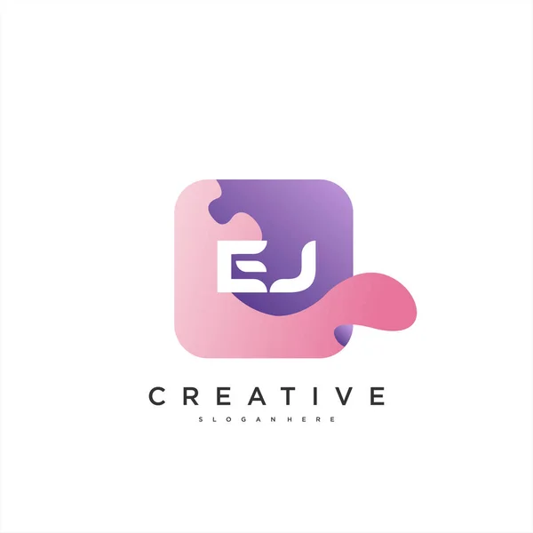 Carta Inicial Logotipo Ícone Design Elementos Modelo Com Onda Arte — Vetor de Stock