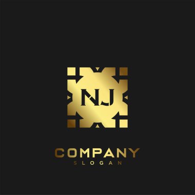 NJ Premium harflerinin baş harflerinin logosu. Minimalist sembol vektör tasarımı. Lüks logosu.