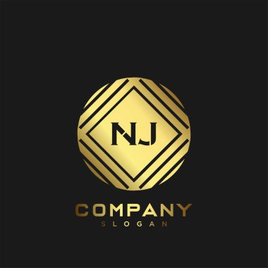 NJ Premium harflerinin baş harflerinin logosu. Minimalist sembol vektör tasarımı. Lüks logosu.