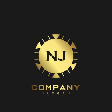 NJ Premium harflerinin baş harflerinin logosu. Minimalist sembol vektör tasarımı. Lüks logosu.