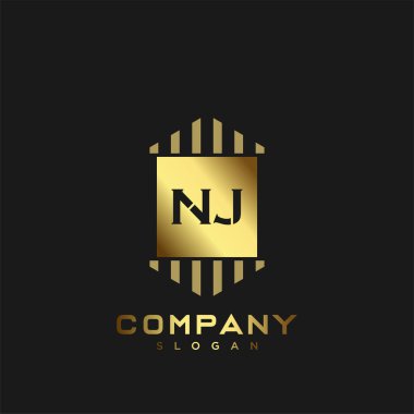 NJ Premium harflerinin baş harflerinin logosu. Minimalist sembol vektör tasarımı. Lüks logosu.
