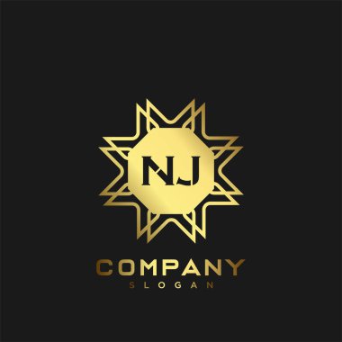 NJ Premium harflerinin baş harflerinin logosu. Minimalist sembol vektör tasarımı. Lüks logosu.