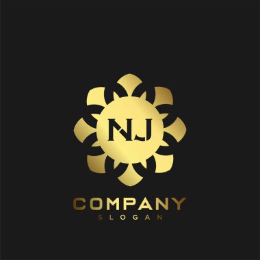 NJ Premium harflerinin baş harflerinin logosu. Minimalist sembol vektör tasarımı. Lüks logosu.