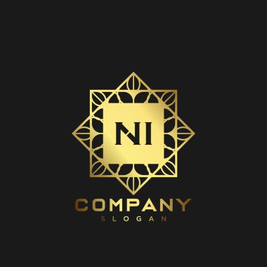 NI Premium monogram harflerinin baş harfleri. Minimalist sembol vektör tasarımı. Lüks logosu.