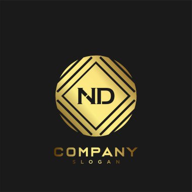 ND Premium harflerin baş harflerinin logosu. Minimalist sembol vektör tasarımı. Lüks logosu.