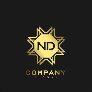 ND Premium harflerin baş harflerinin logosu. Minimalist sembol vektör tasarımı. Lüks logosu.