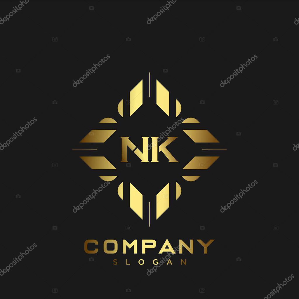 NK Premium monogram letter initials logo. minimalist symbol icon vector design. Luxury logotype.