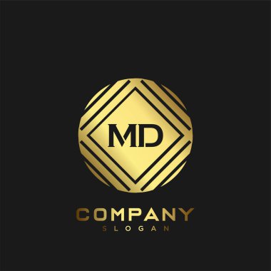 MD, baş harflerin baş harflerinin baş harfleri. Minimalist sembol vektör tasarımı. Lüks logosu.