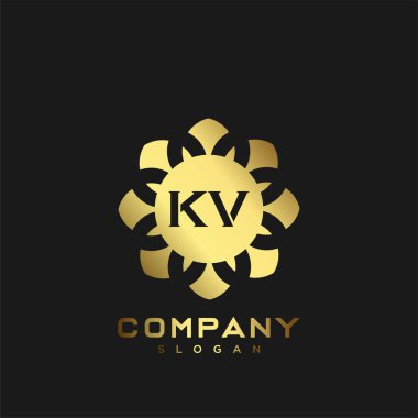 KV Premium harflerin baş harflerinin logosu. Minimalist sembol vektör tasarımı. Lüks logosu.