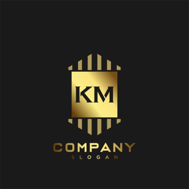 KM Premium harflerinin baş harflerinin logosu. Minimalist sembol vektör tasarımı. Lüks logosu.