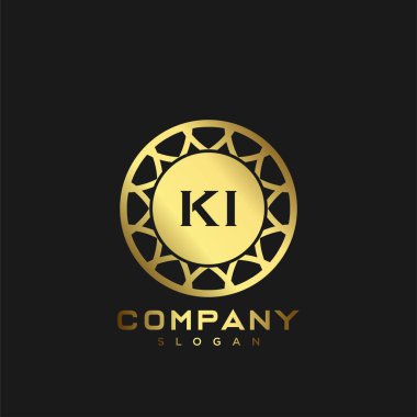 KI Premium harflerin baş harflerinin logosu. Minimalist sembol vektör tasarımı. Lüks logosu.