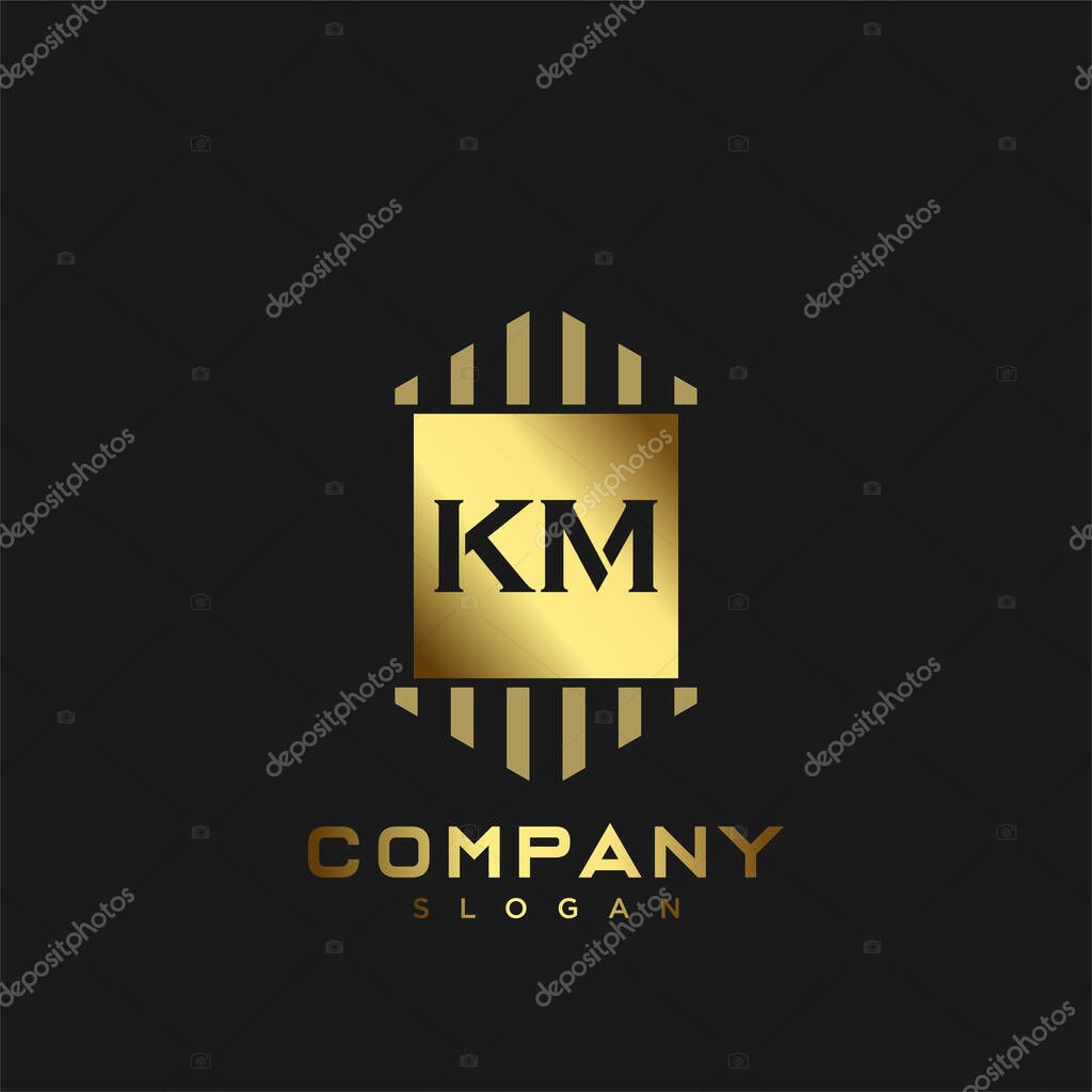KM Premium monogram letter initials logo. minimalist symbol icon vector design. Luxury logotype.