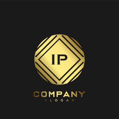 IP Premium harflerinin baş harflerinin logosu. Minimalist sembol vektör tasarımı. Lüks logosu.