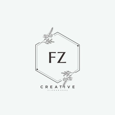 FZ ilk logo sanatı, ilk imzadan oluşan el yazısı logosu, düğün, moda, mücevher, butik, çiçek ve botanik, herhangi bir şirket veya işletme için yaratıcı şablona sahip..