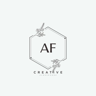 AF Güzellik Vektörü ilk logosu, ilk imzadan oluşan el yazısı logosu, düğün, moda, mücevher, butik, çiçek ve botanik, herhangi bir şirket veya işletme için yaratıcı şablona sahip..