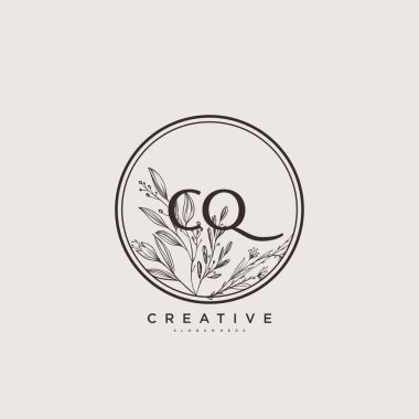 İlk imza, düğün, moda, mücevher, butik, çiçek ve botanik gibi her şirket için yaratıcı şablona sahip CQ Beauty vektör başlangıç logosu, el yazısı logosu..