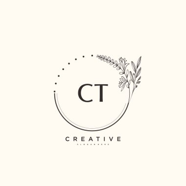 CT Beauty vektör ilk logo sanat, el yazısı ilk imza, düğün, moda, mücevher, butik, çiçek ve botanik herhangi bir şirket veya işletme için yaratıcı şablon ile.