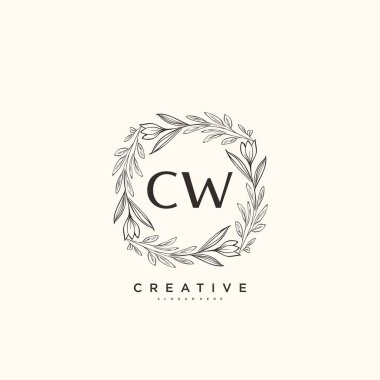 CW Beauty vektör ilk logo sanat, el yazısı ilk imza, düğün, moda, mücevher, butik, çiçek ve botanik herhangi bir şirket veya işletme için yaratıcı şablon ile.