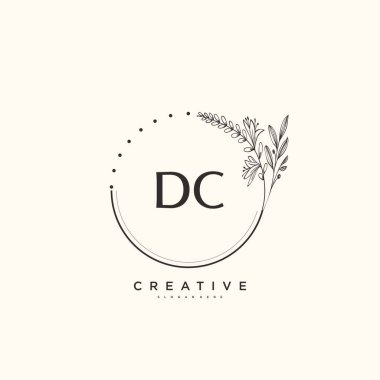 DC Güzellik Vektörü ilk logo sanatı, ilk imzadan oluşan el yazısı logosu, düğün, moda, mücevher, butik, çiçek ve botanik, herhangi bir şirket veya işletme için yaratıcı şablona sahip..