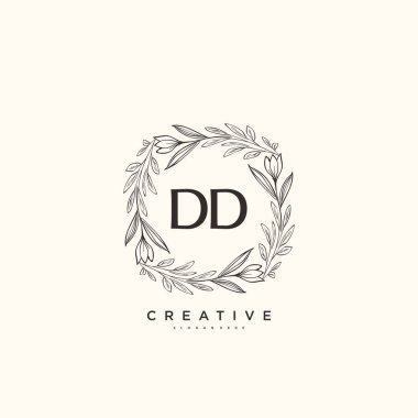 DD Güzellik Vektörü ilk logo sanatı, ilk imzadan oluşan el yazısı logosu, düğün, moda, mücevher, butik, çiçek ve botanik, herhangi bir şirket veya işletme için yaratıcı şablona sahip..